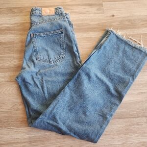 Zara High Rise Z1975 Straight Leg Ripped Jeans